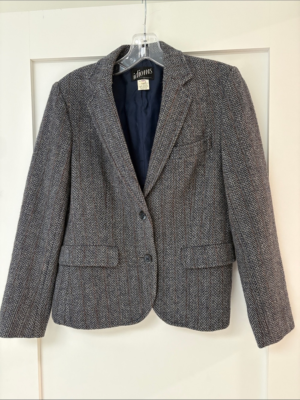 Idioms Women’s Herringbone Wool Blend Blazer - Gray